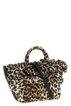 mini shopper ruffle print handbag in animal print technical fabric