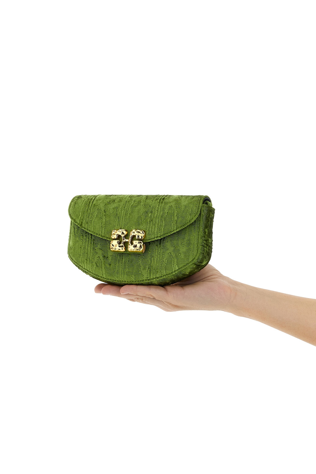 GANNI OS lulu moiré velvet wallet on chain