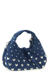 denim stud mini hobo cotton denim handbag