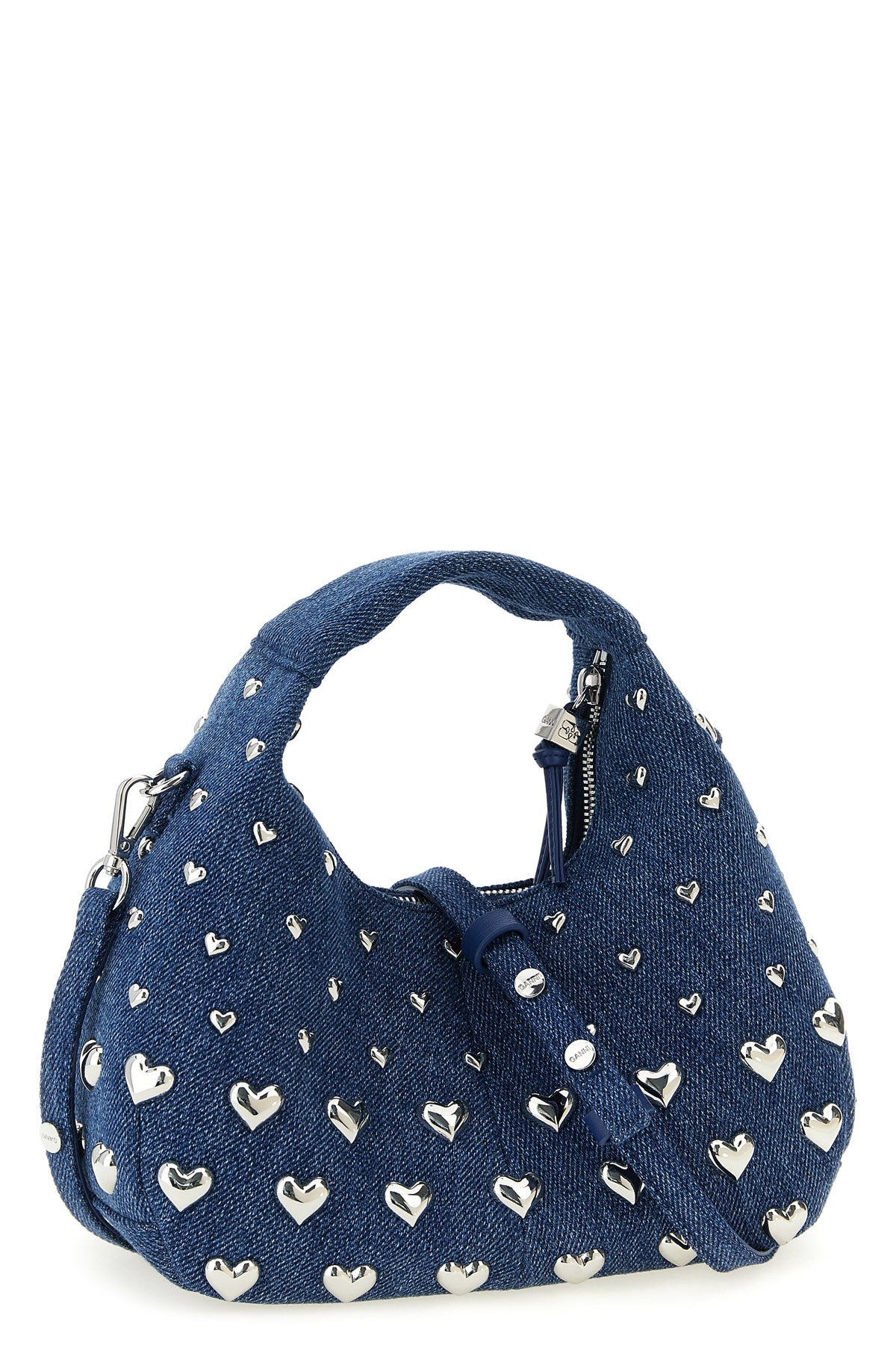 denim stud mini hobo cotton denim handbag
