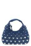 denim stud mini hobo cotton denim handbag