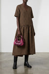 mini hobo handbag in shiny leather effect snake print fabric