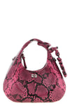 mini hobo handbag in shiny leather effect snake print fabric