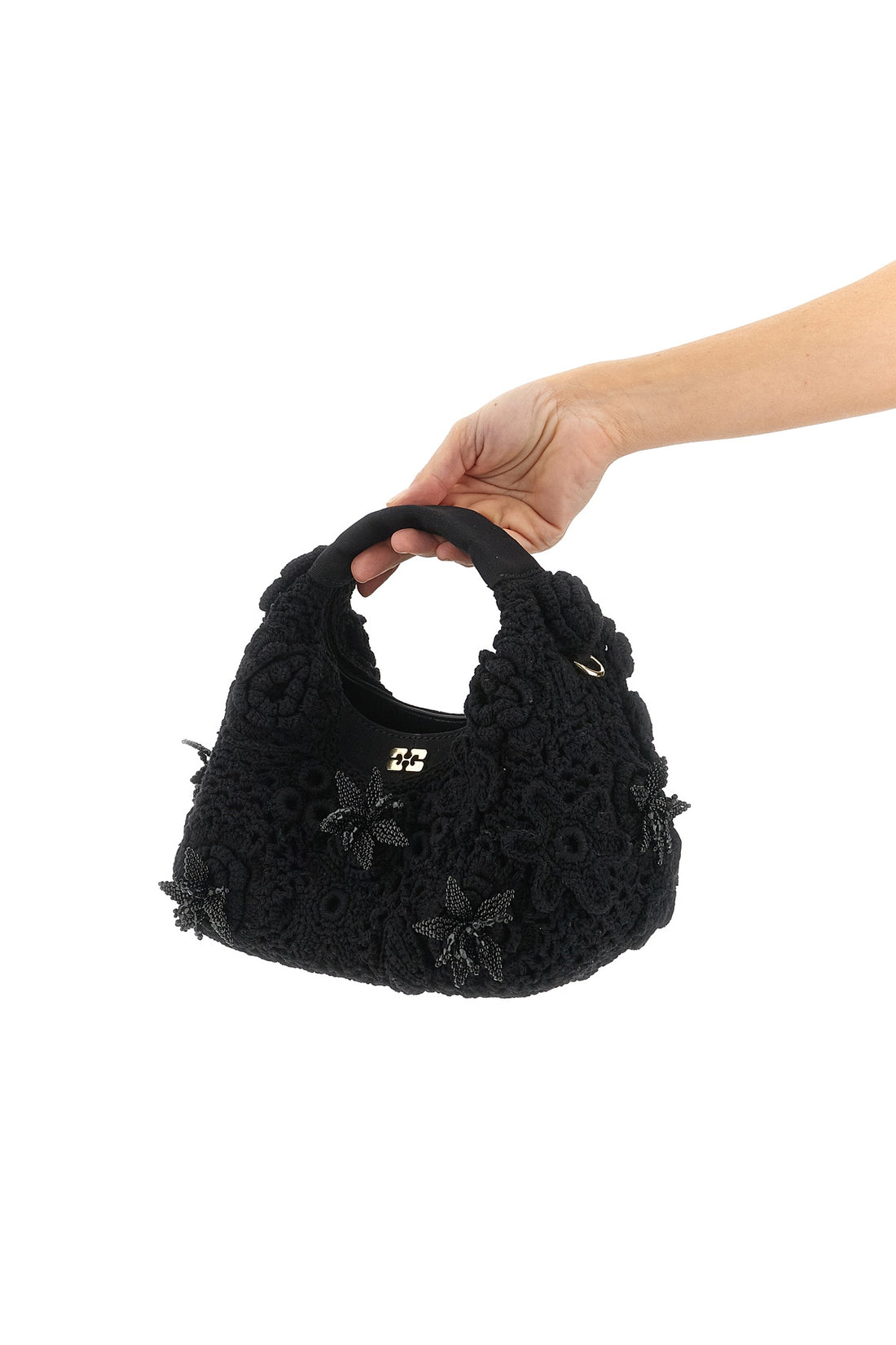 GANNI OS mini hobo crochet cotton handbag