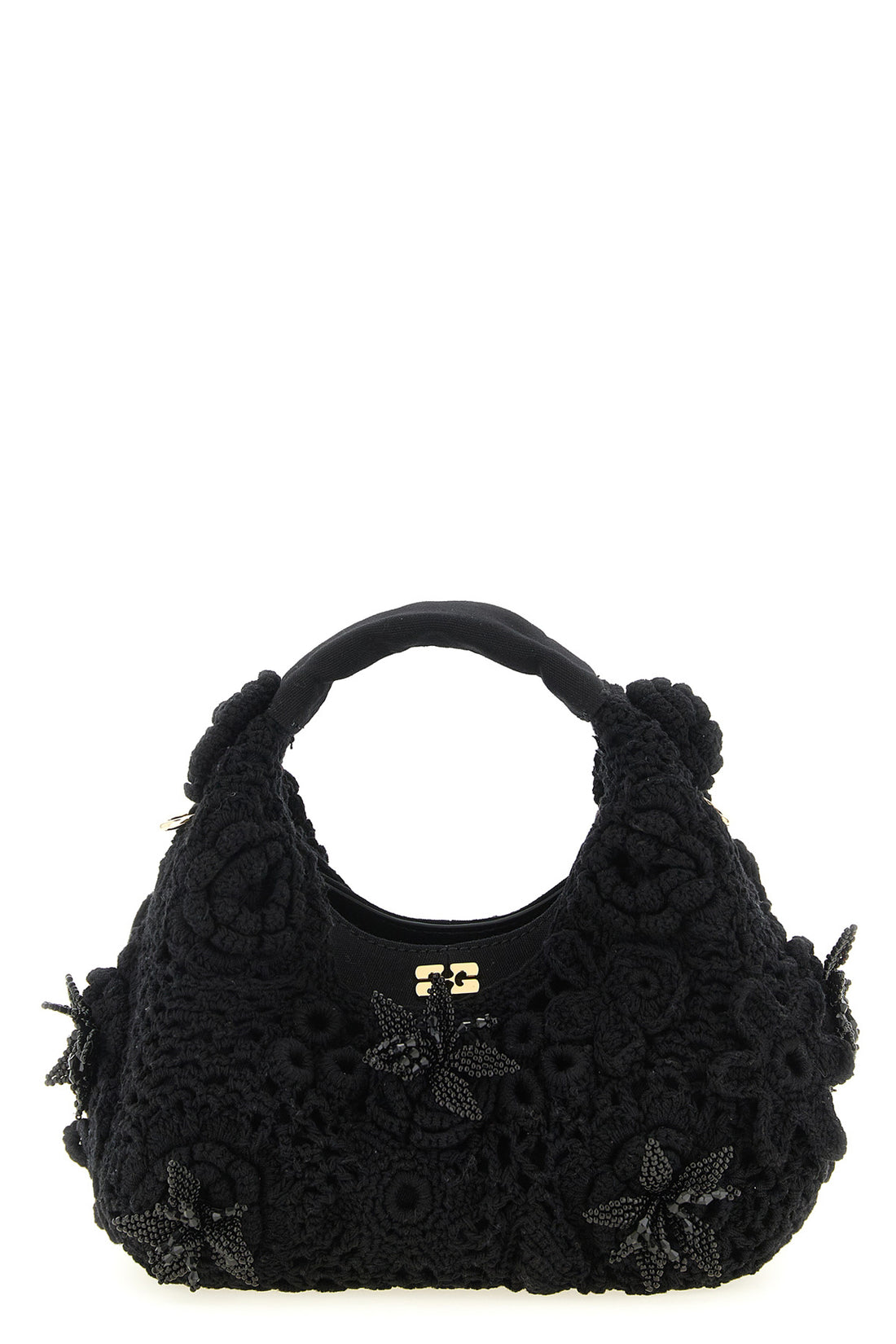 GANNI OS mini hobo crochet cotton handbag
