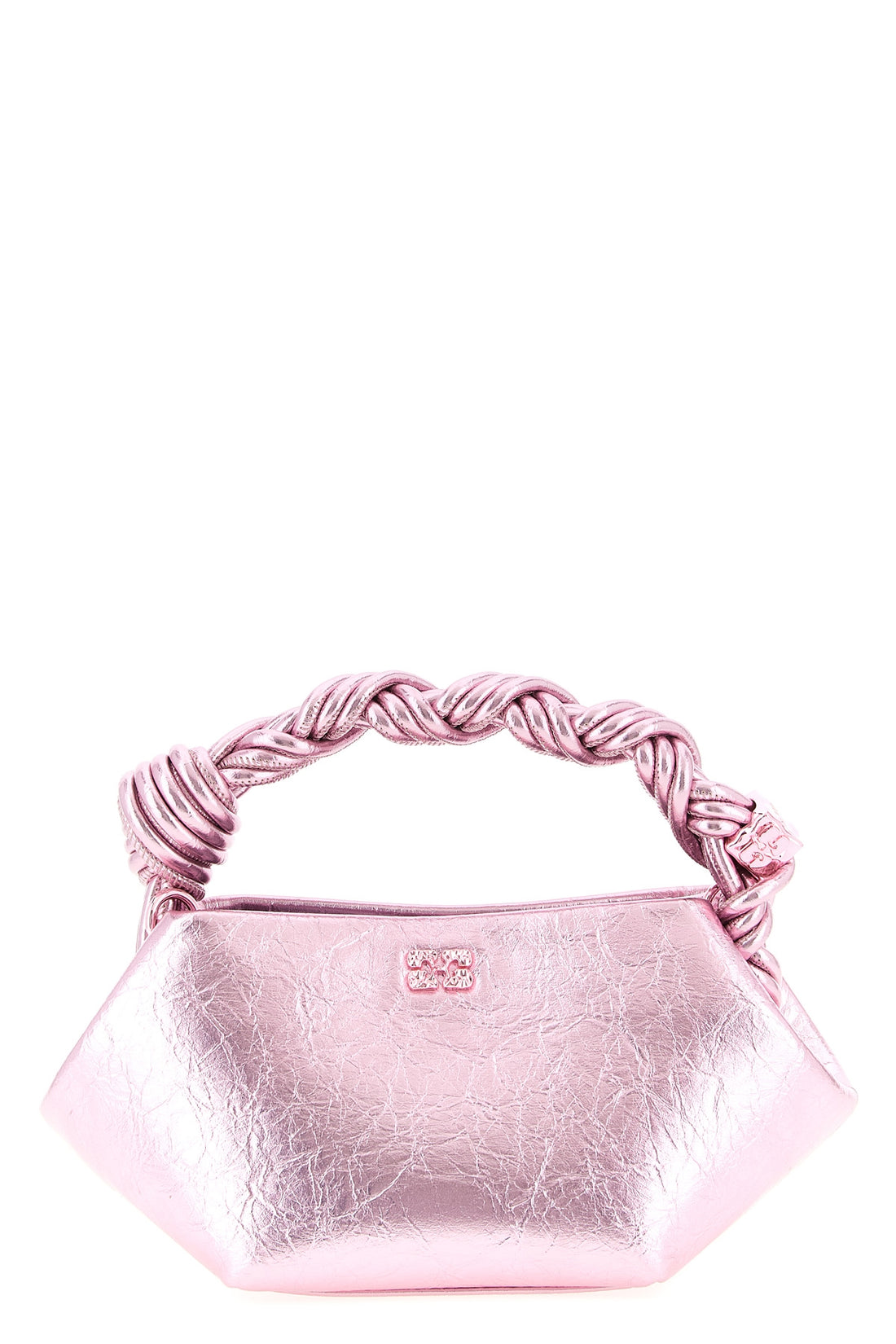 GANNI OS bou mini handbag in craquelé metallic leather-effect fabric