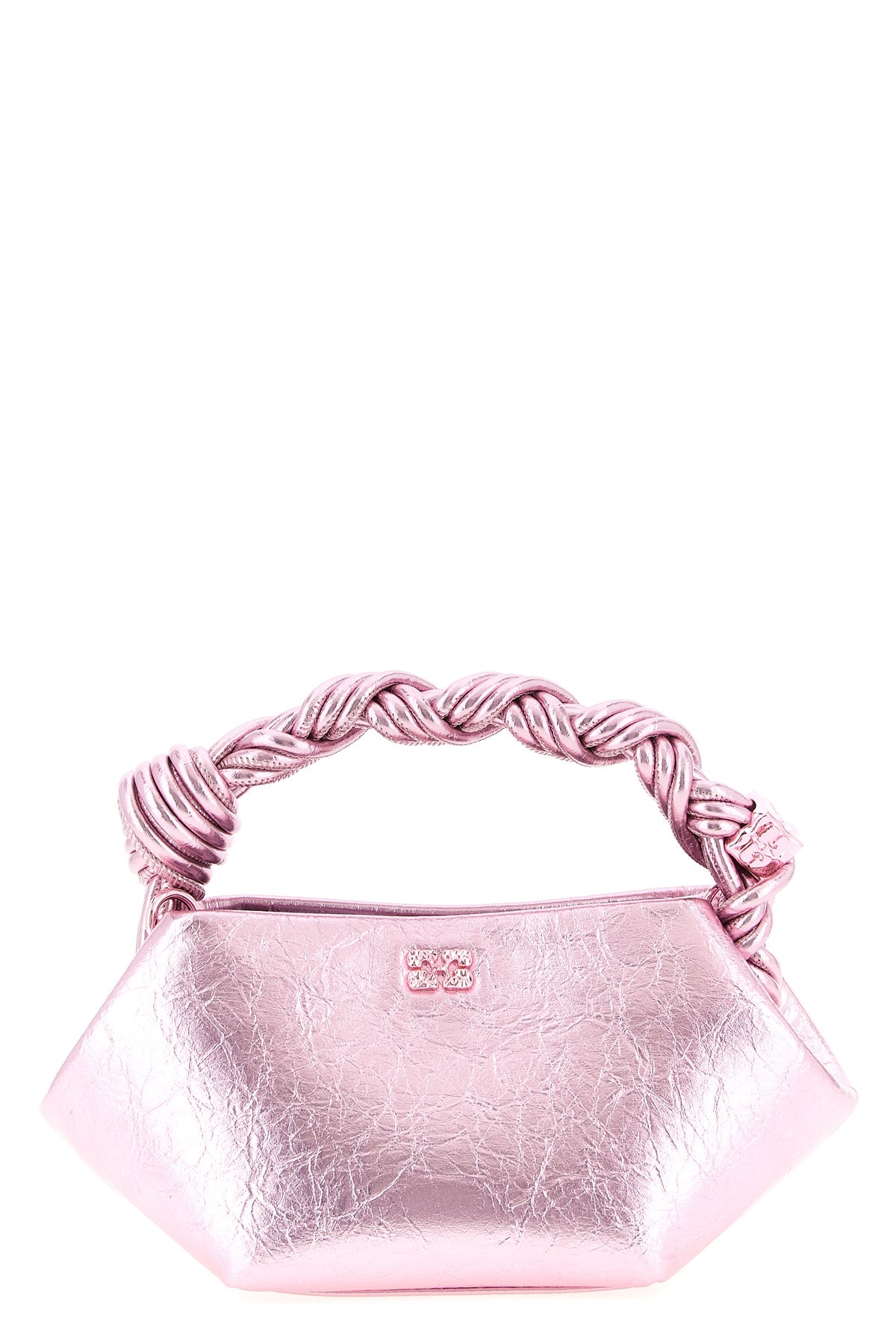 bou mini handbag in craquelé metallic leather-effect fabric