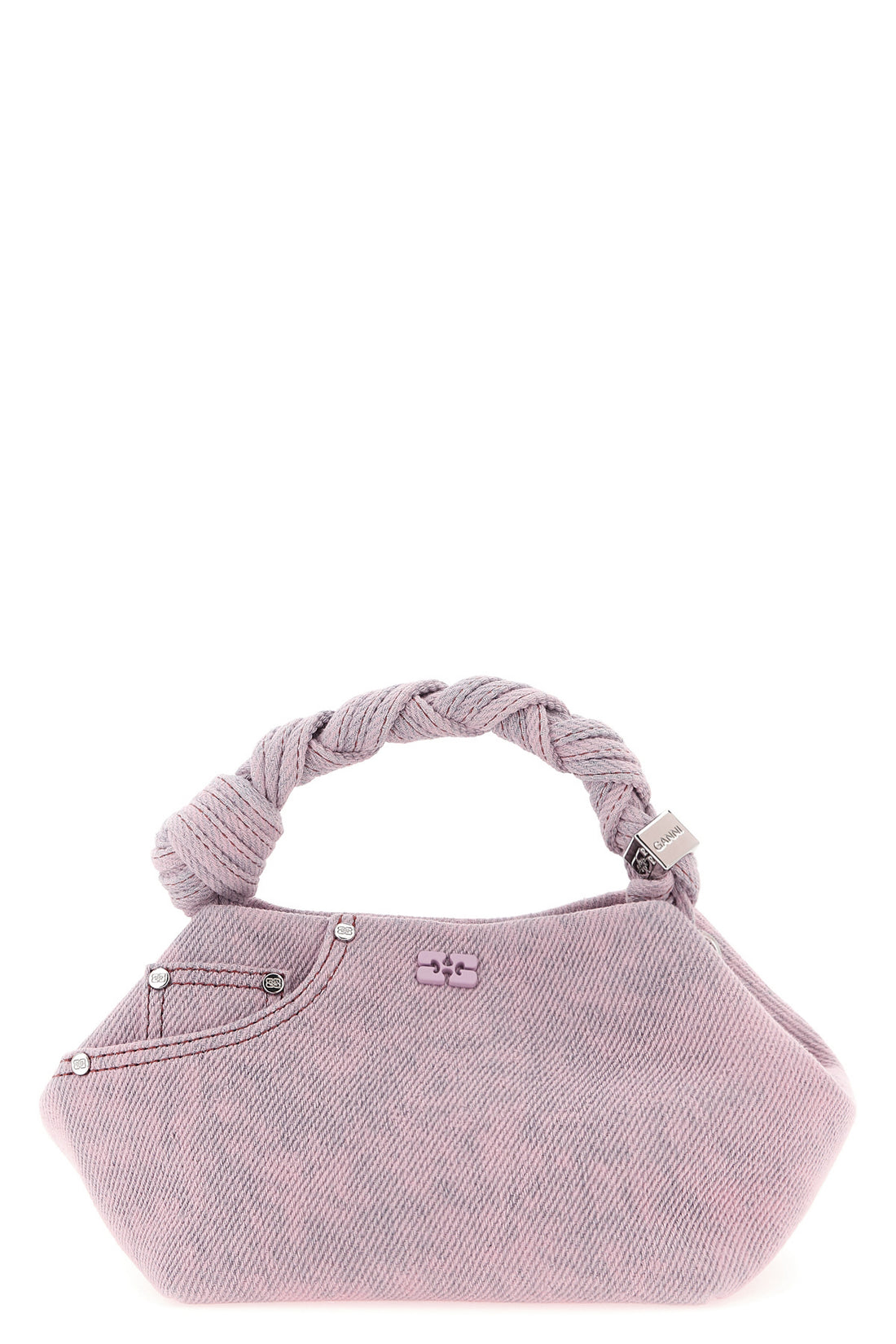 GANNI OS small bou handbag in garment-dyed cotton denim