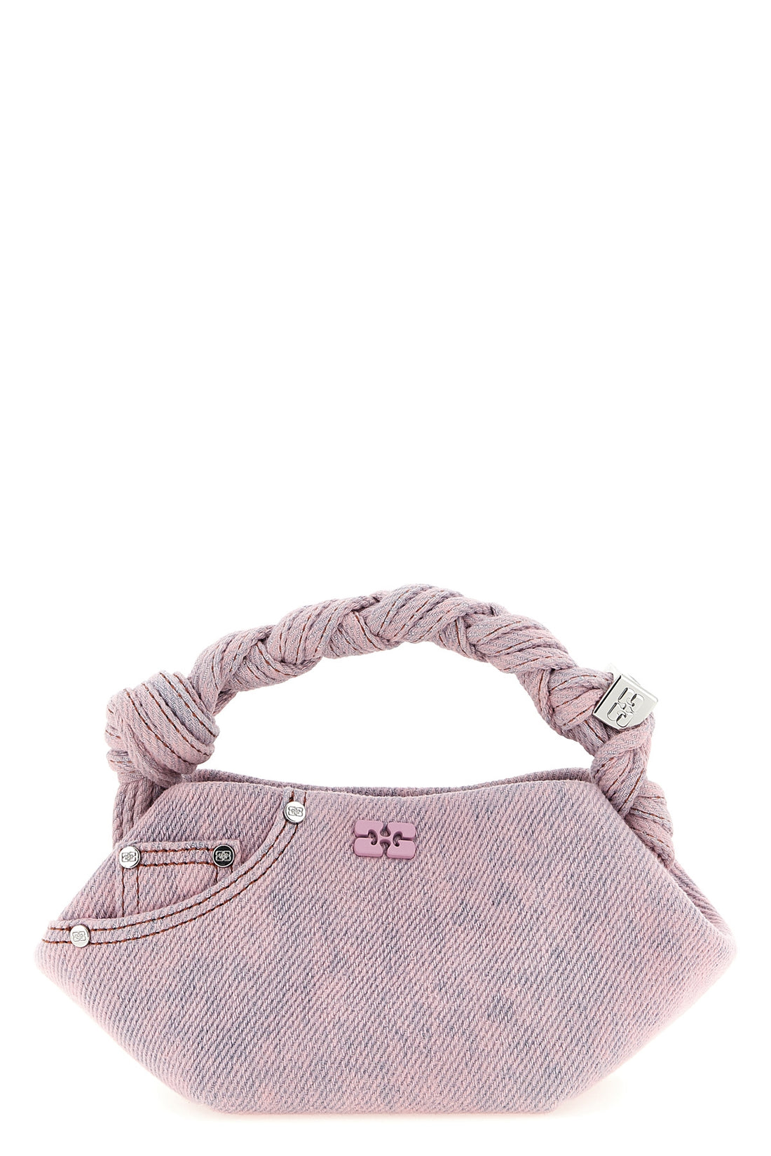 GANNI OS mini bou handbag in garment-dyed cotton denim