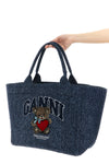 medium shopping bag in tweed denim cotton