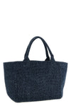 medium shopping bag in tweed denim cotton