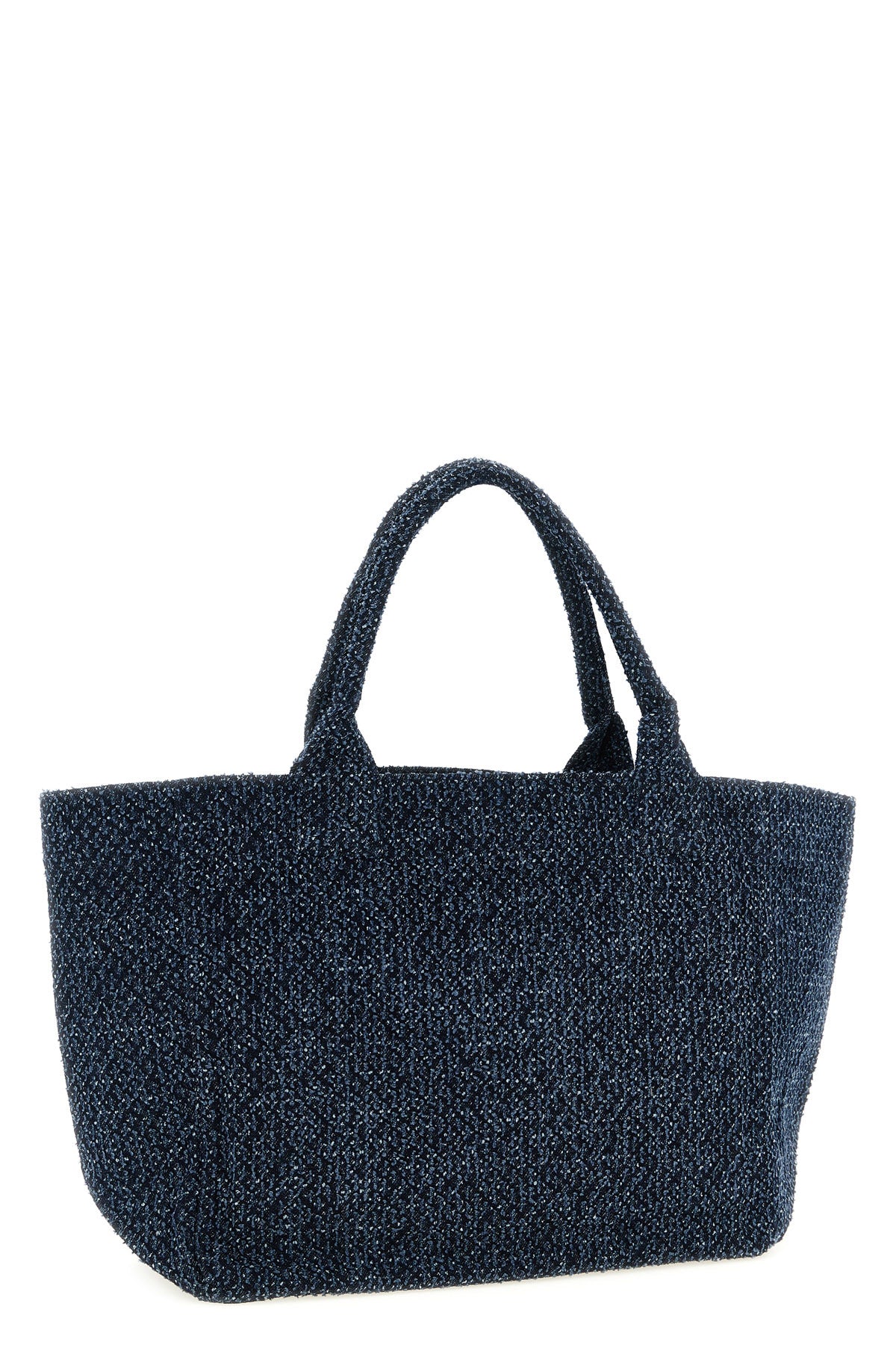 medium shopping bag in tweed denim cotton