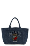 medium shopping bag in tweed denim cotton