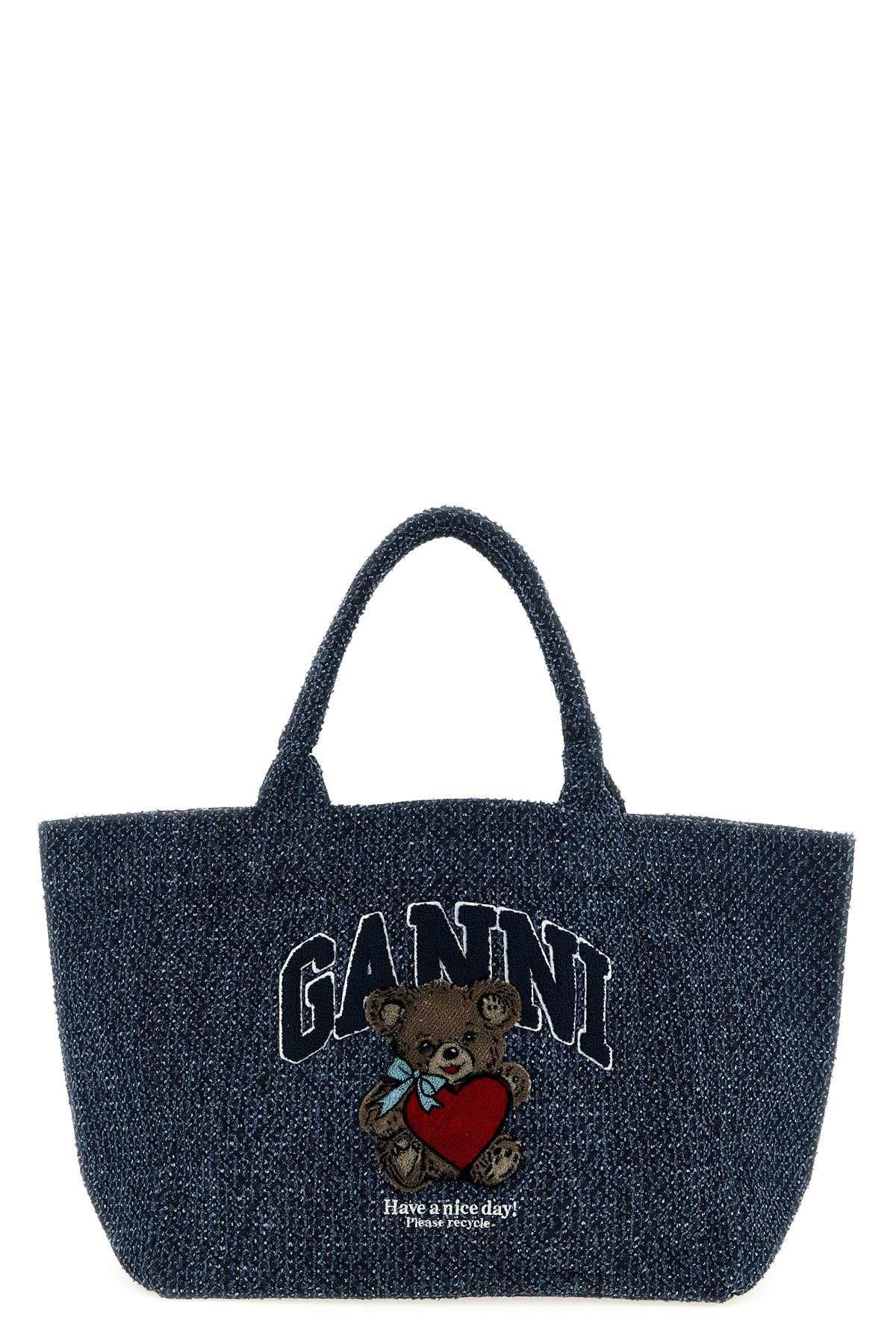 medium shopping bag in tweed denim cotton
