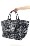leopard sequin xxl tote canvas shopping bag