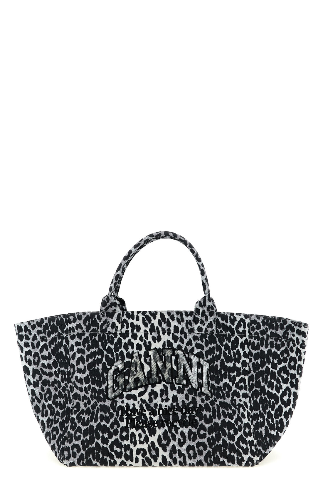 GANNI OS leopard sequin xxl tote canvas shopping bag