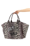 leopard sequin xxl tote canvas shopping bag