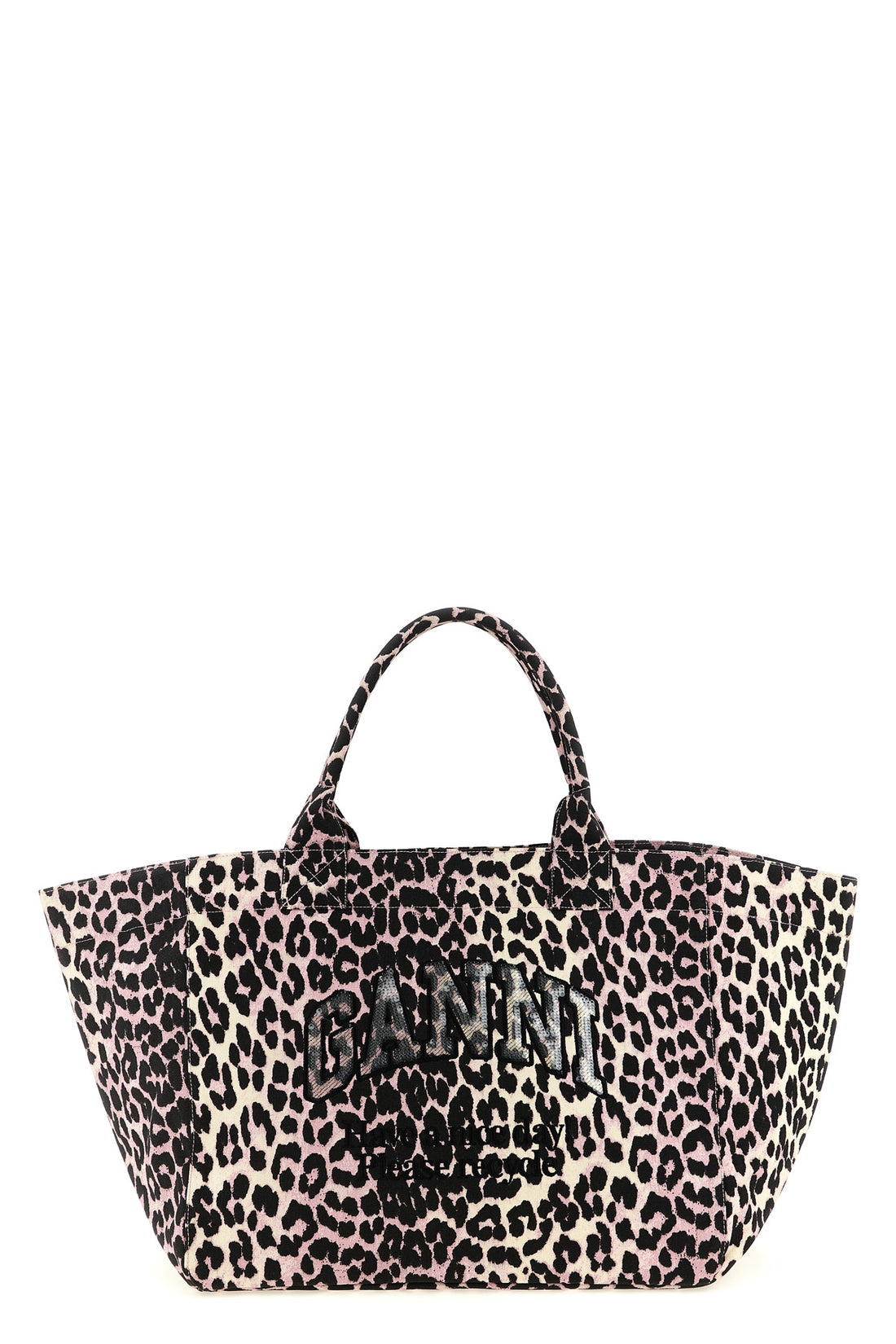 GANNI OS leopard sequin xxl tote canvas shopping bag
