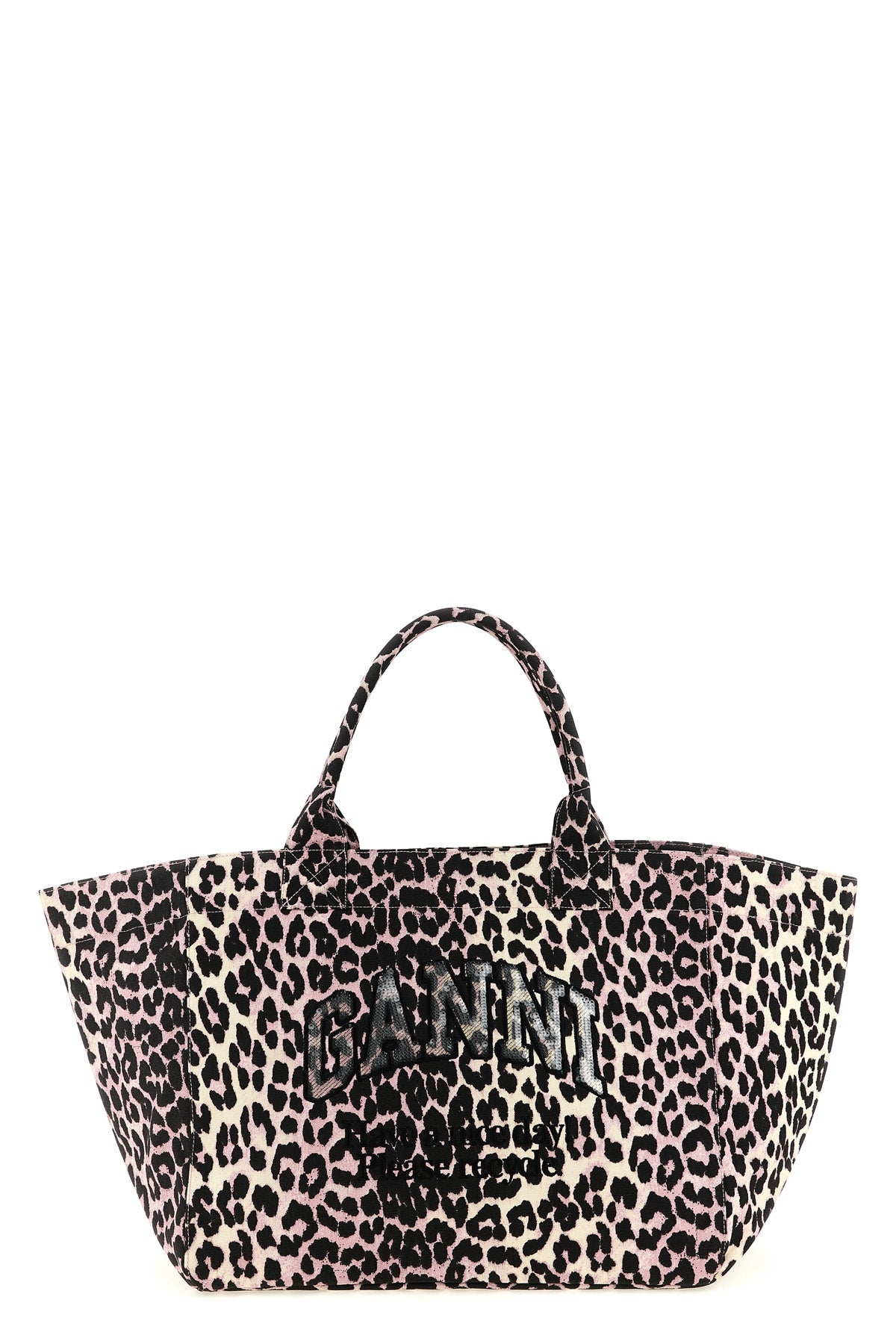 leopard sequin xxl tote canvas shopping bag