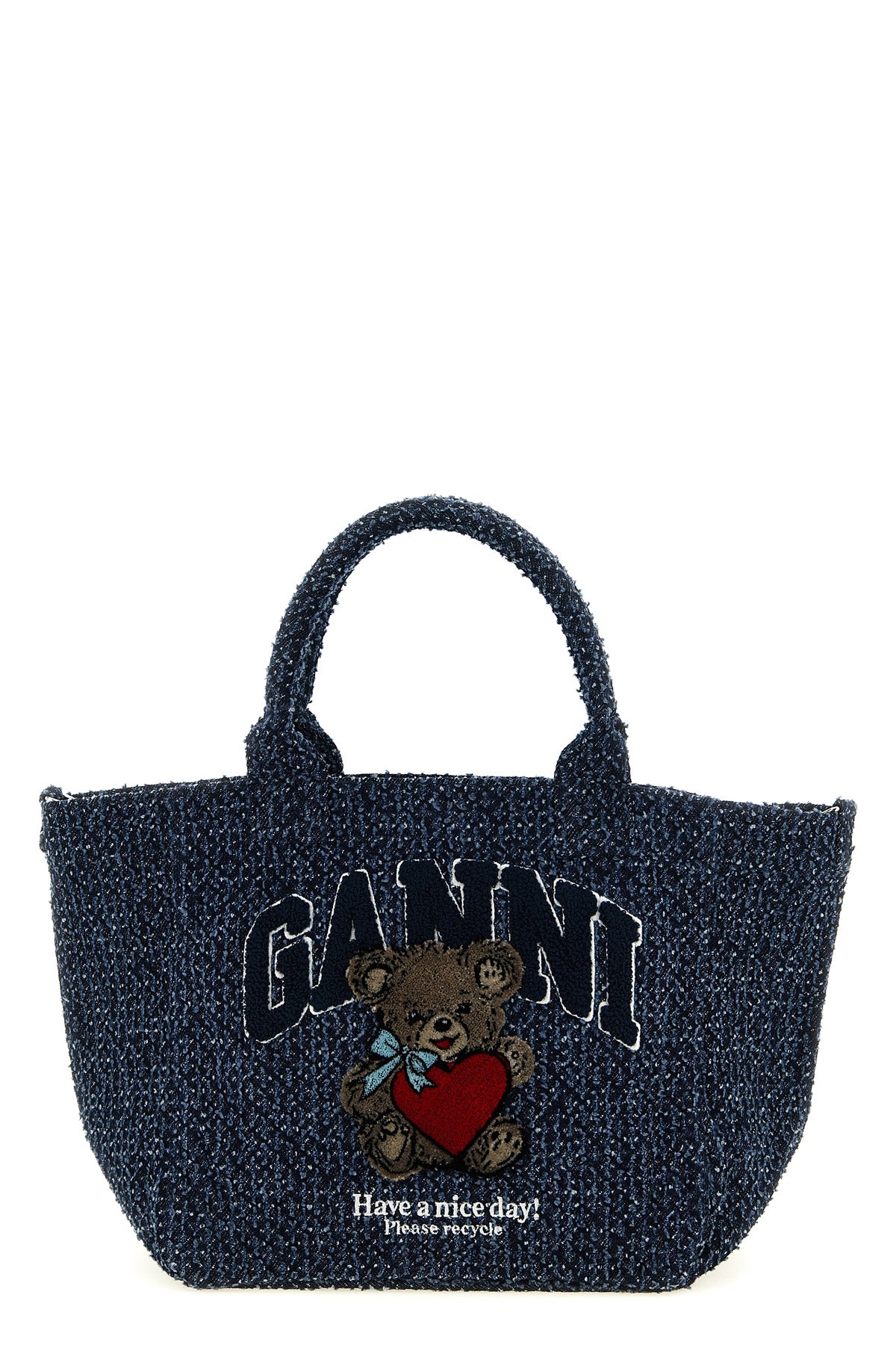 small shopping bag in tweed denim cotton