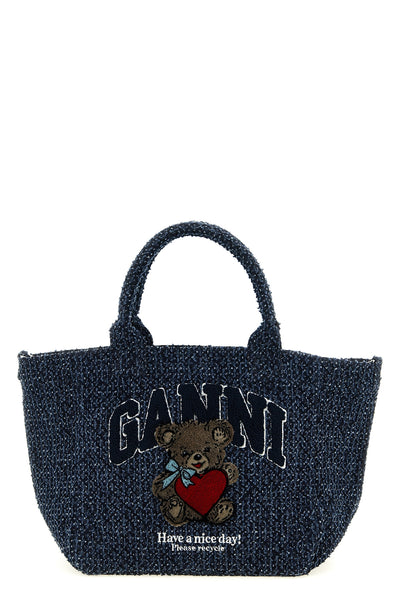 small shopping bag in tweed denim cotton