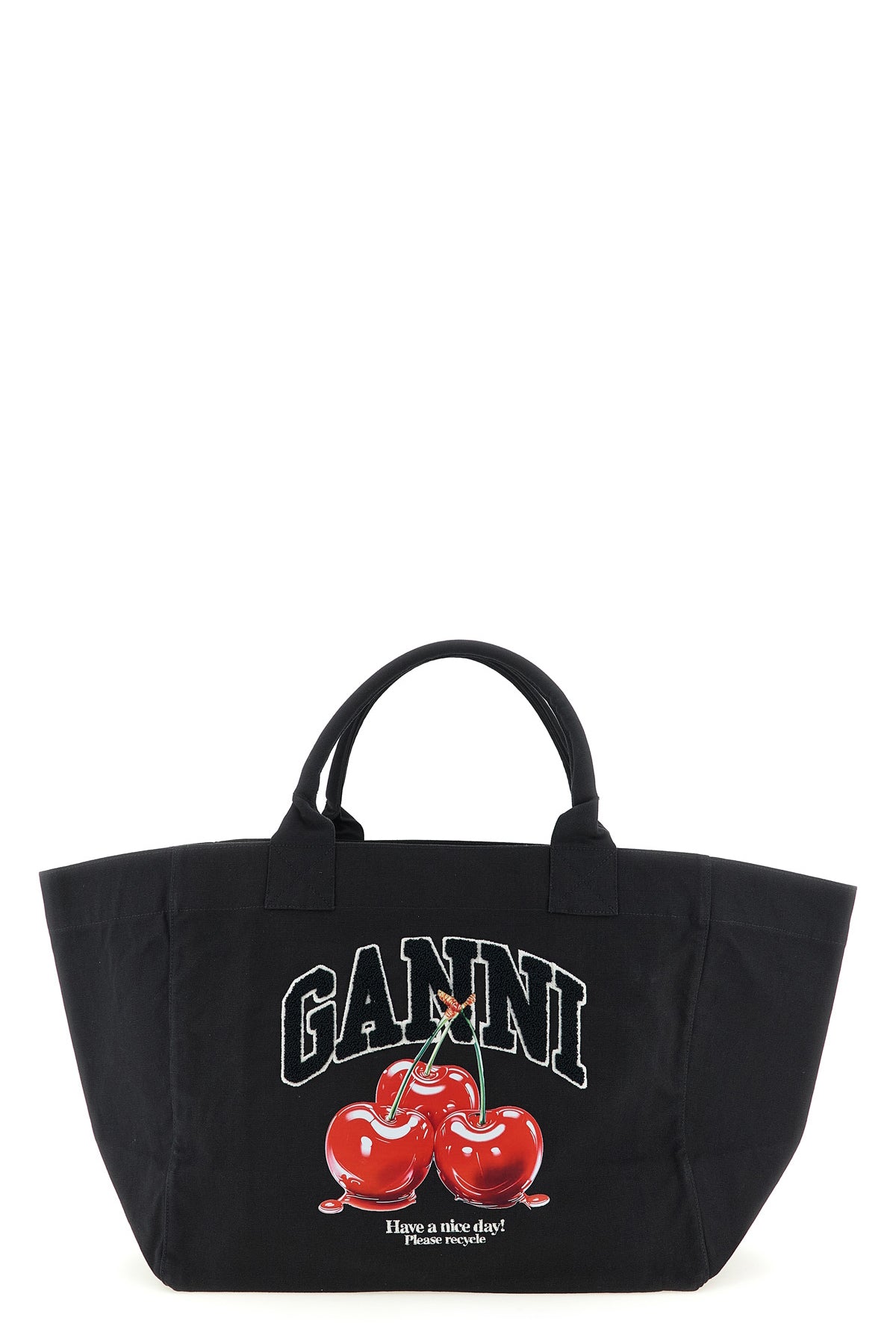 black xxl cherry tote canvas shopping bag