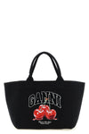 black medium cherry tote canvas shopping bag