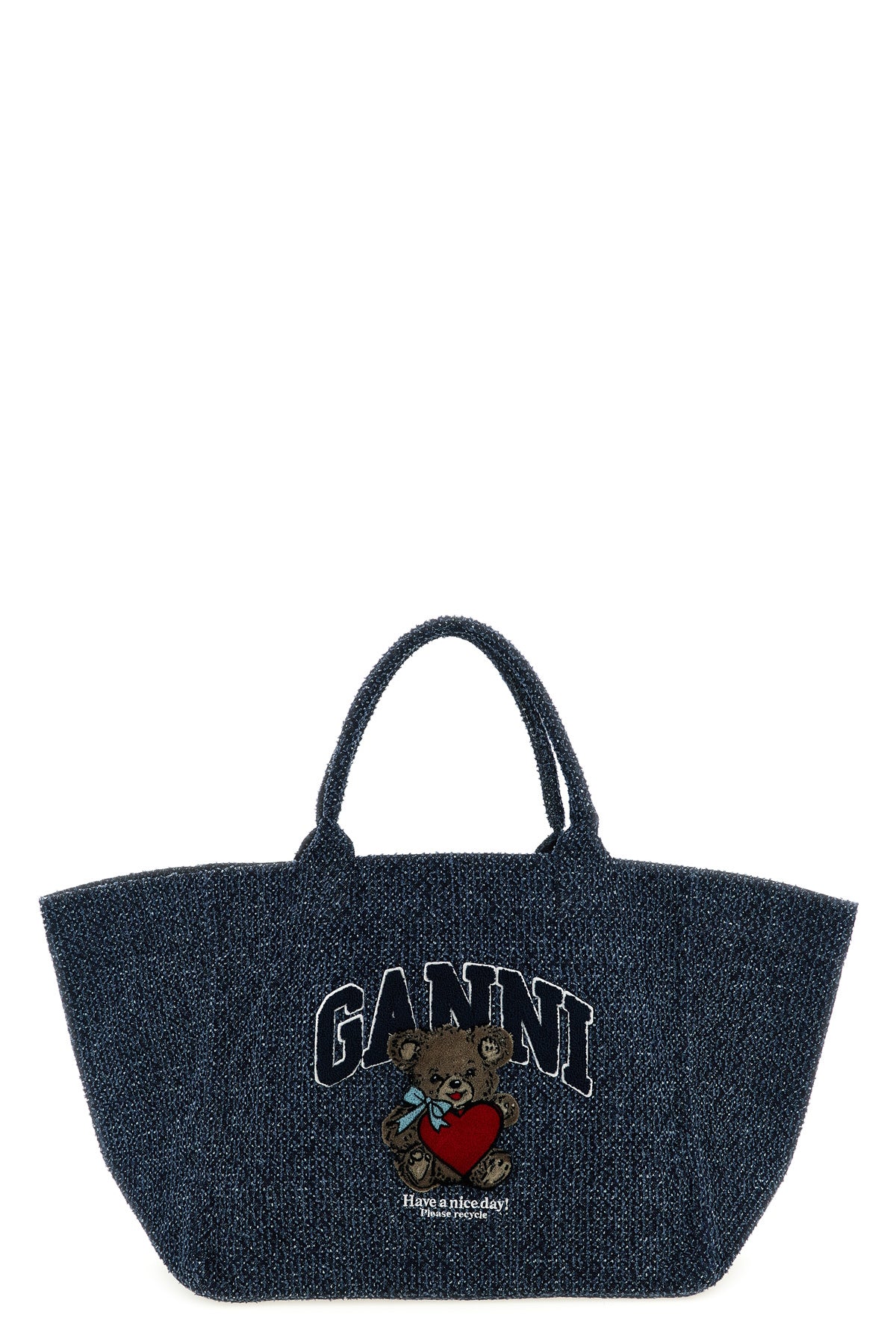 xxl bear shopping bag in tweed denim cotton