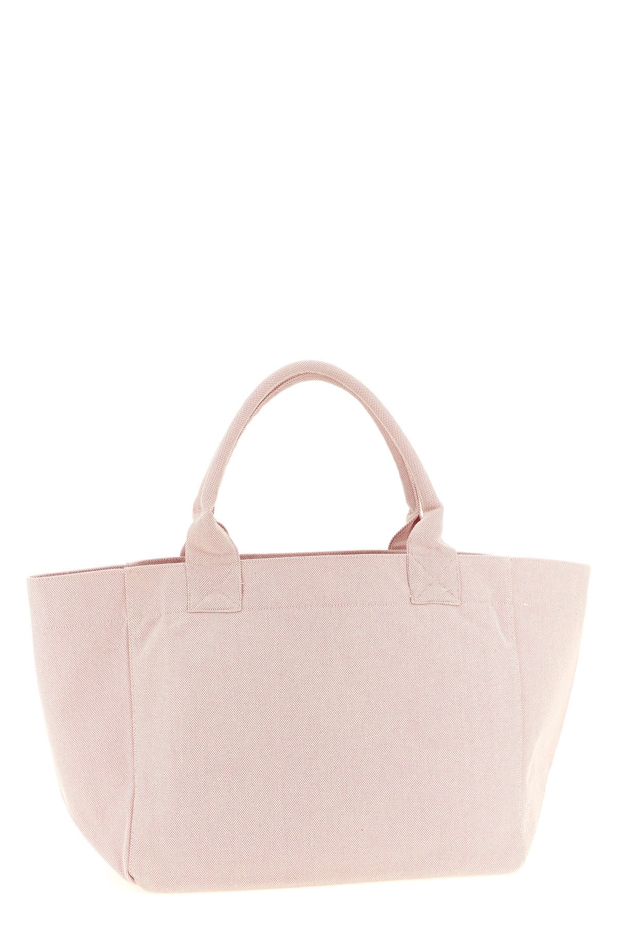 medium shopping bag in woven cotton canvas