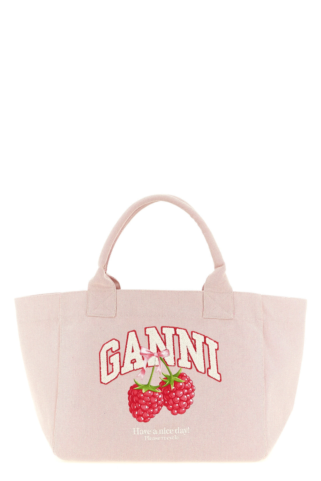 GANNI OS medium shopping bag in woven cotton canvas