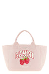 medium shopping bag in woven cotton canvas