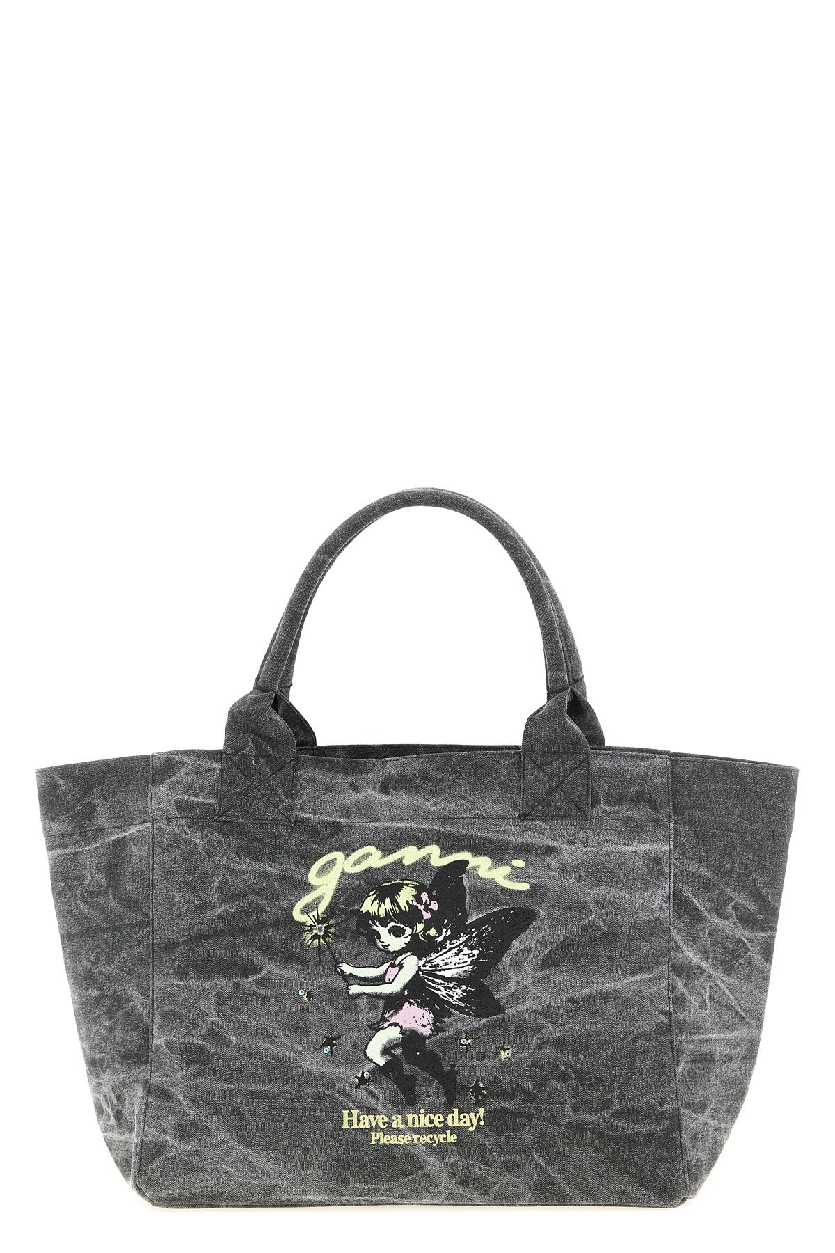 medium shopping bag in stone-washed canvas