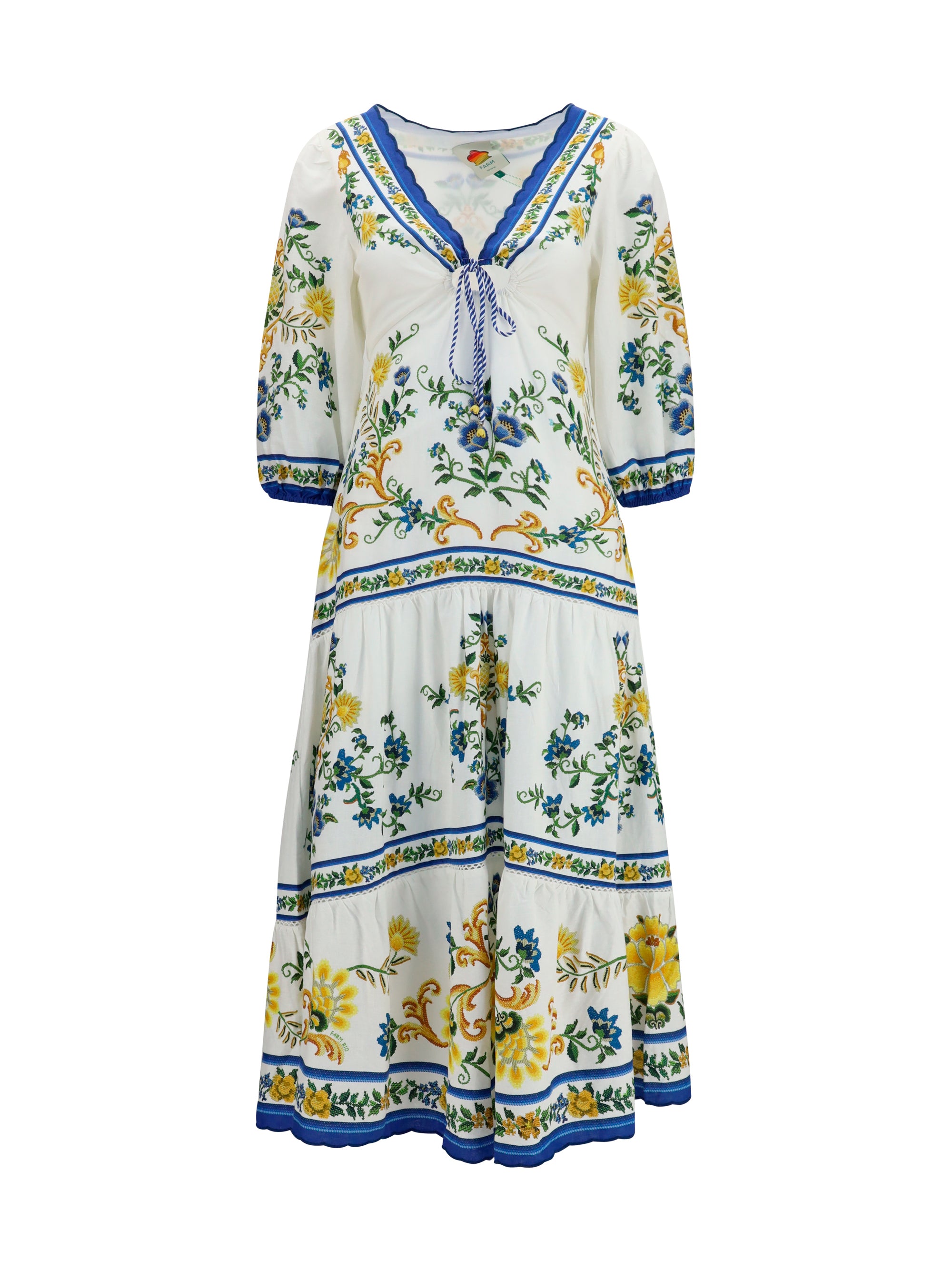 emily floral print midi dress with drawstring