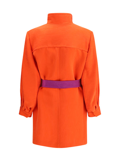 SAINT LAURENT 38 belted stonewashed silk satin coat