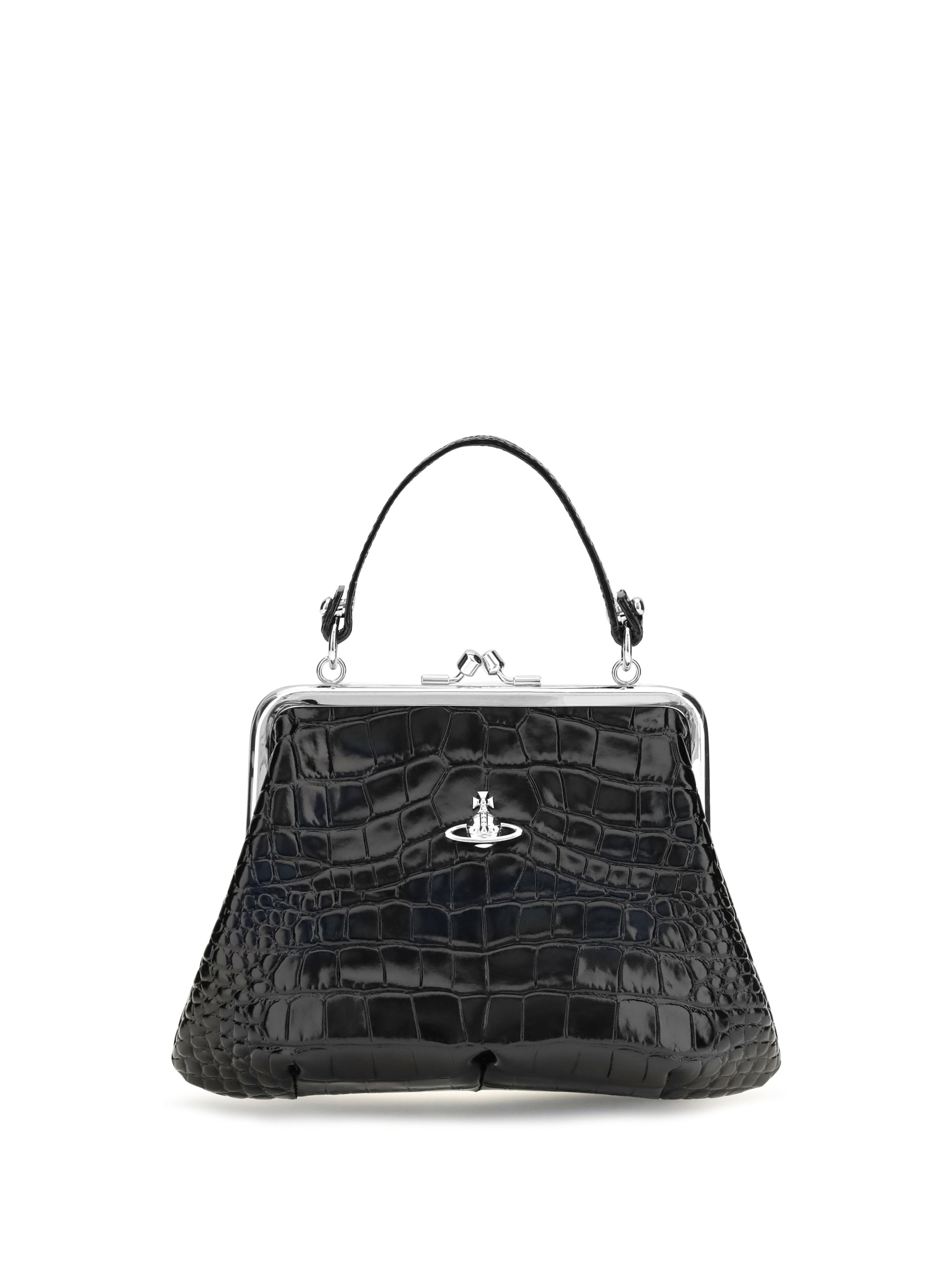 granny frame crocodile effect handbag