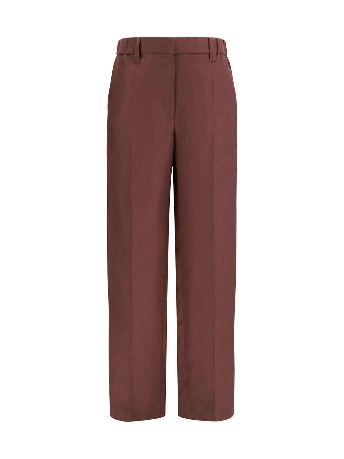 BRUNELLO CUCINELLI 42 wide-leg pants in linen with elastic waistband and belt loops