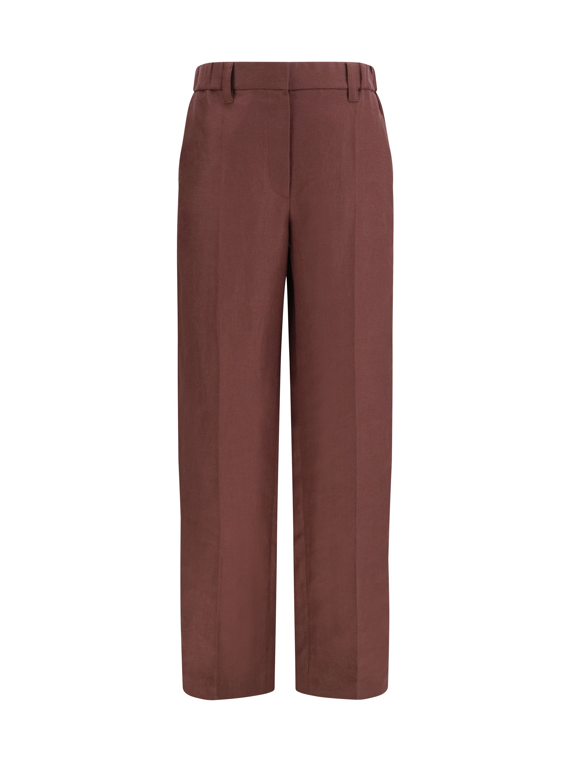 wide-leg pants in linen with elastic waistband and belt loops
