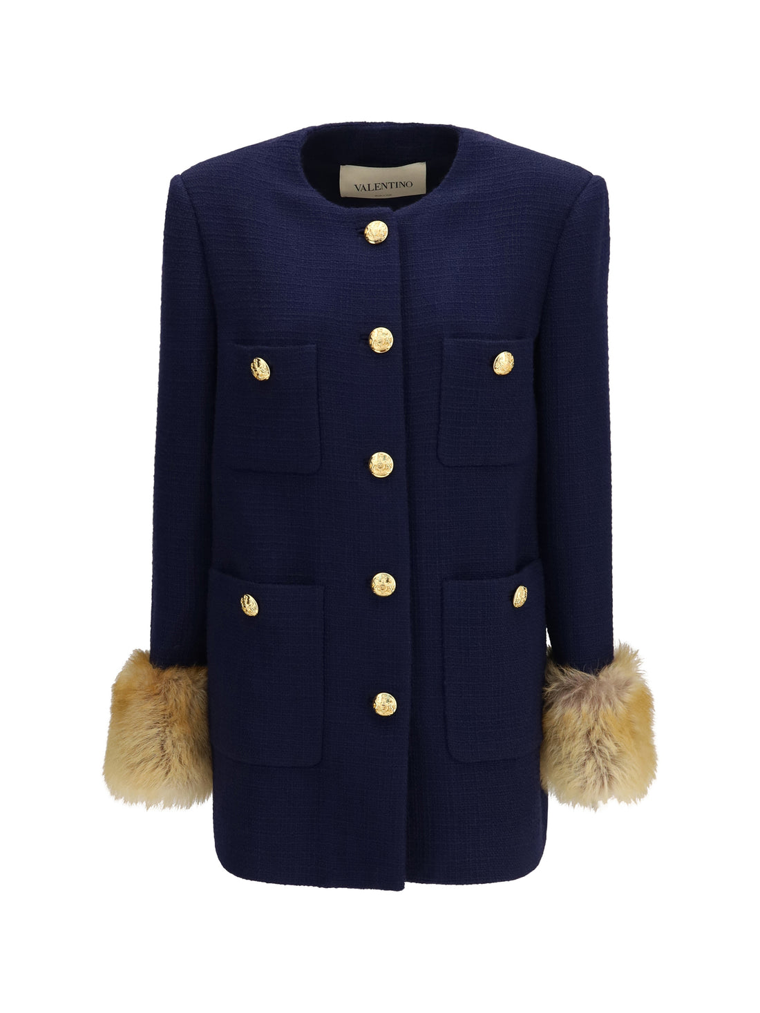 VALENTINO 44 wool tweed caban coat