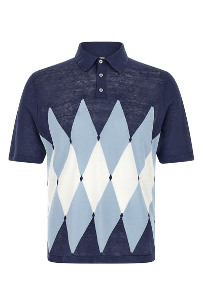 polo shirt in linen and cotton blend