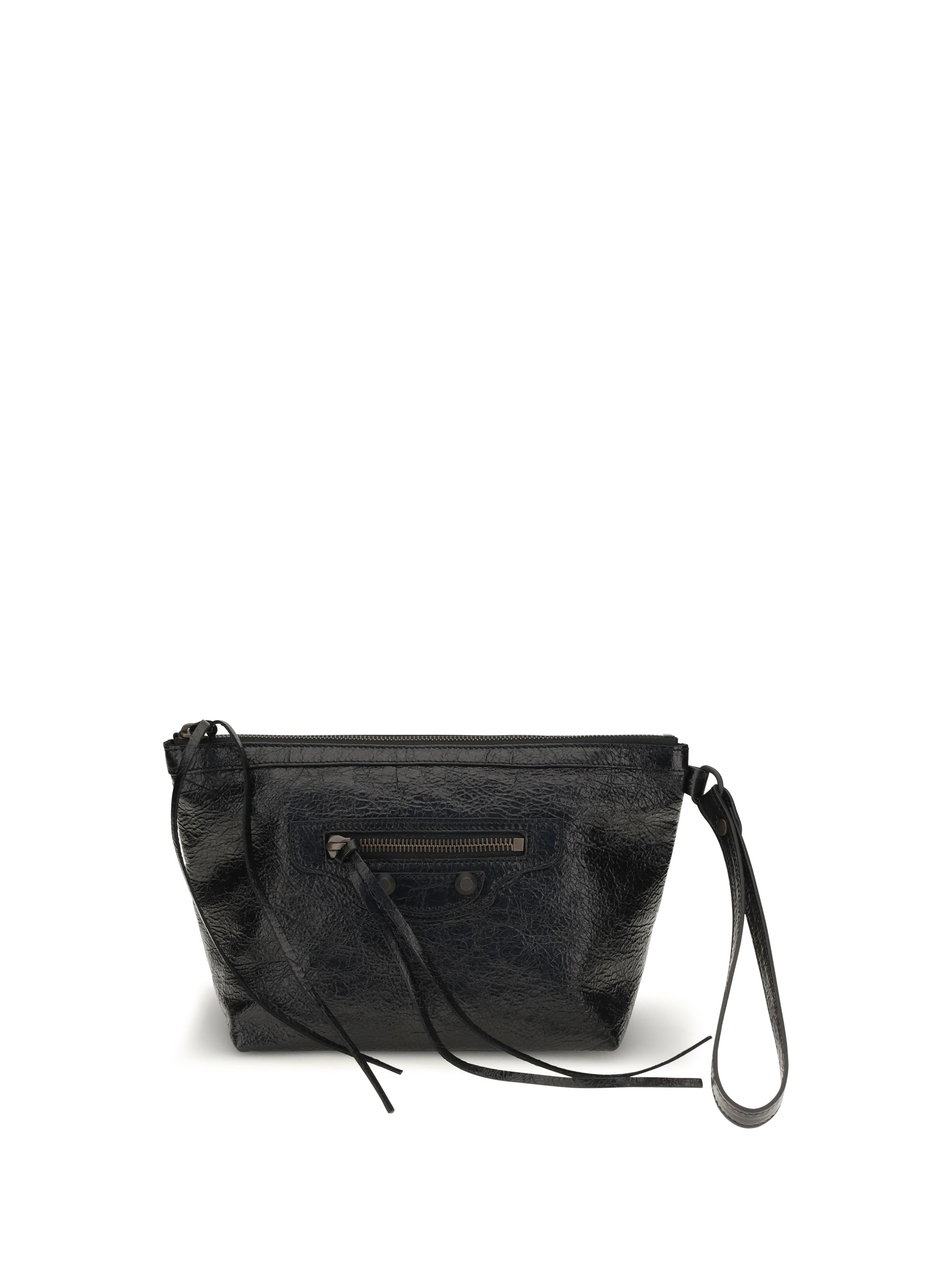 vintage-effect leather pouch
