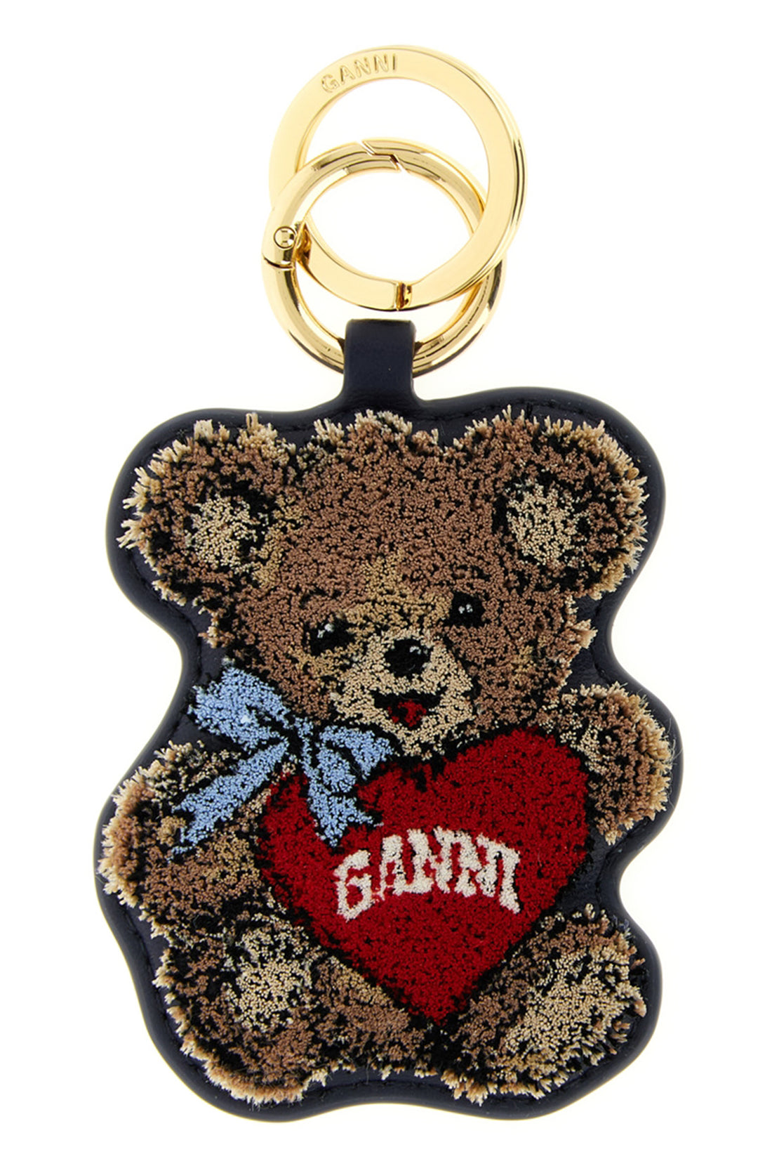 GANNI OS bear leather keyring