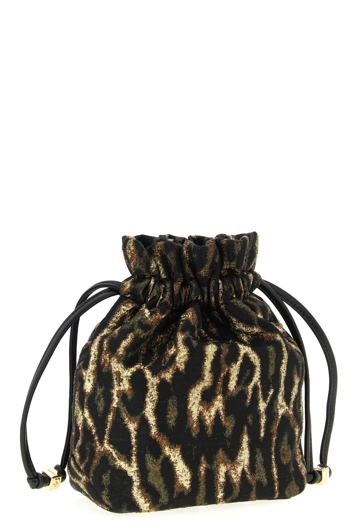metallic bou bucket pouch in jacquard