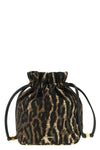 metallic bou bucket pouch in jacquard
