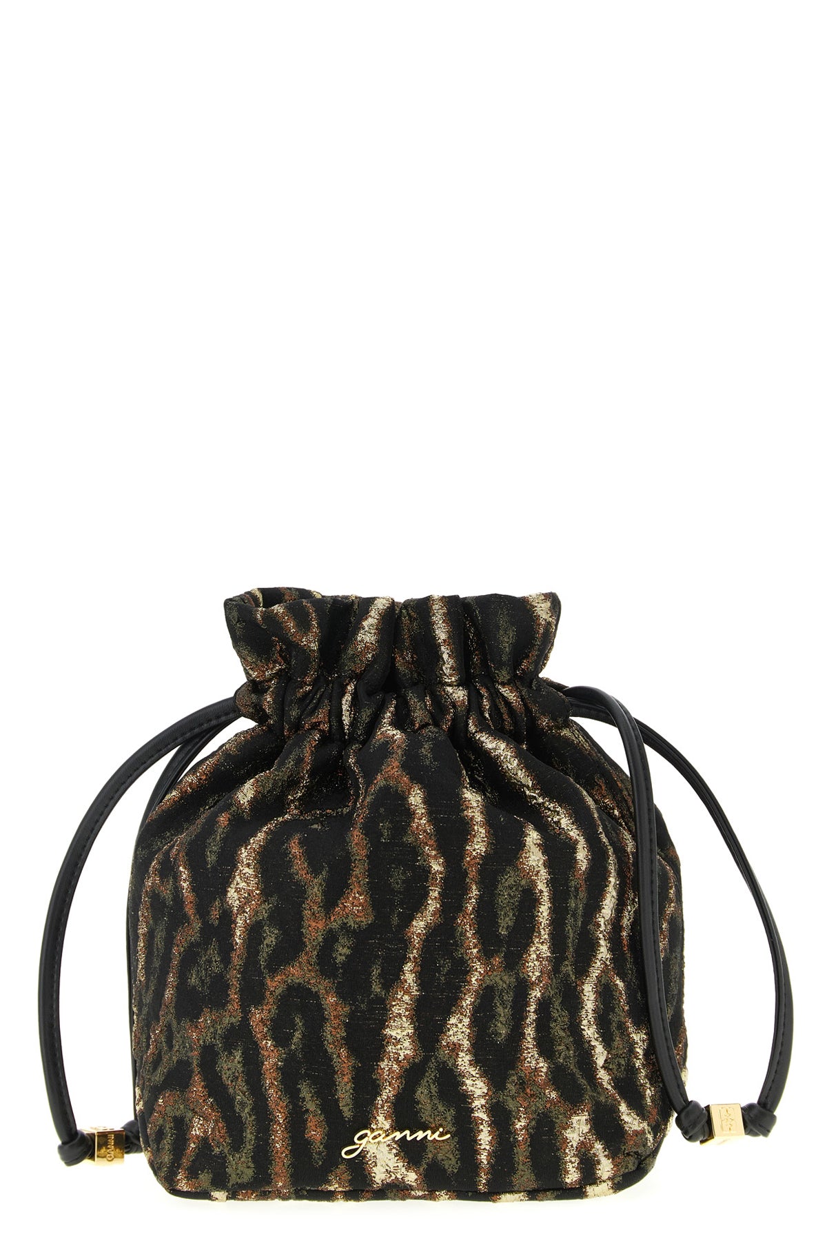 metallic bou bucket pouch in jacquard