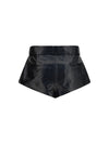 flared leather shorts