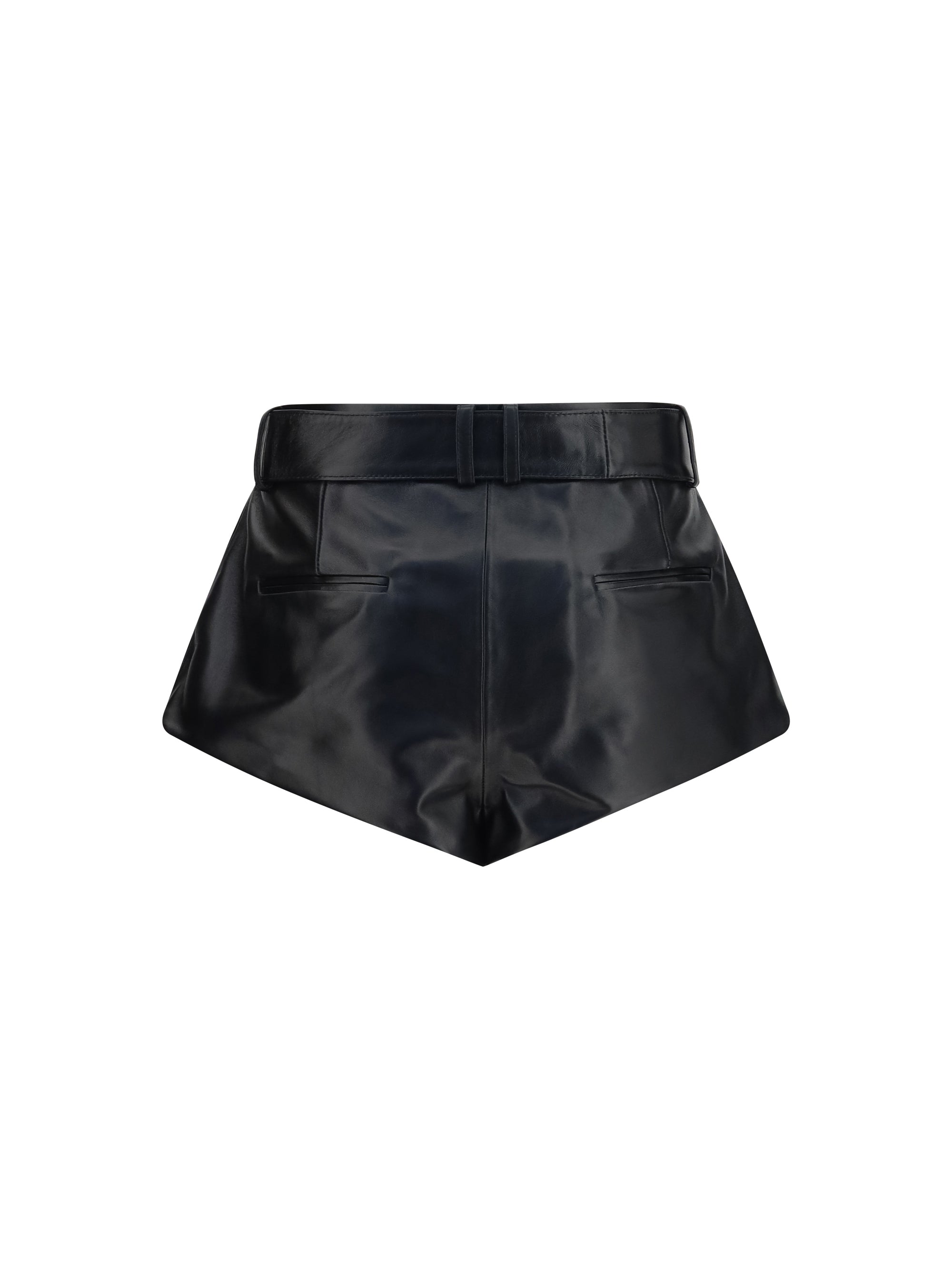 flared leather shorts