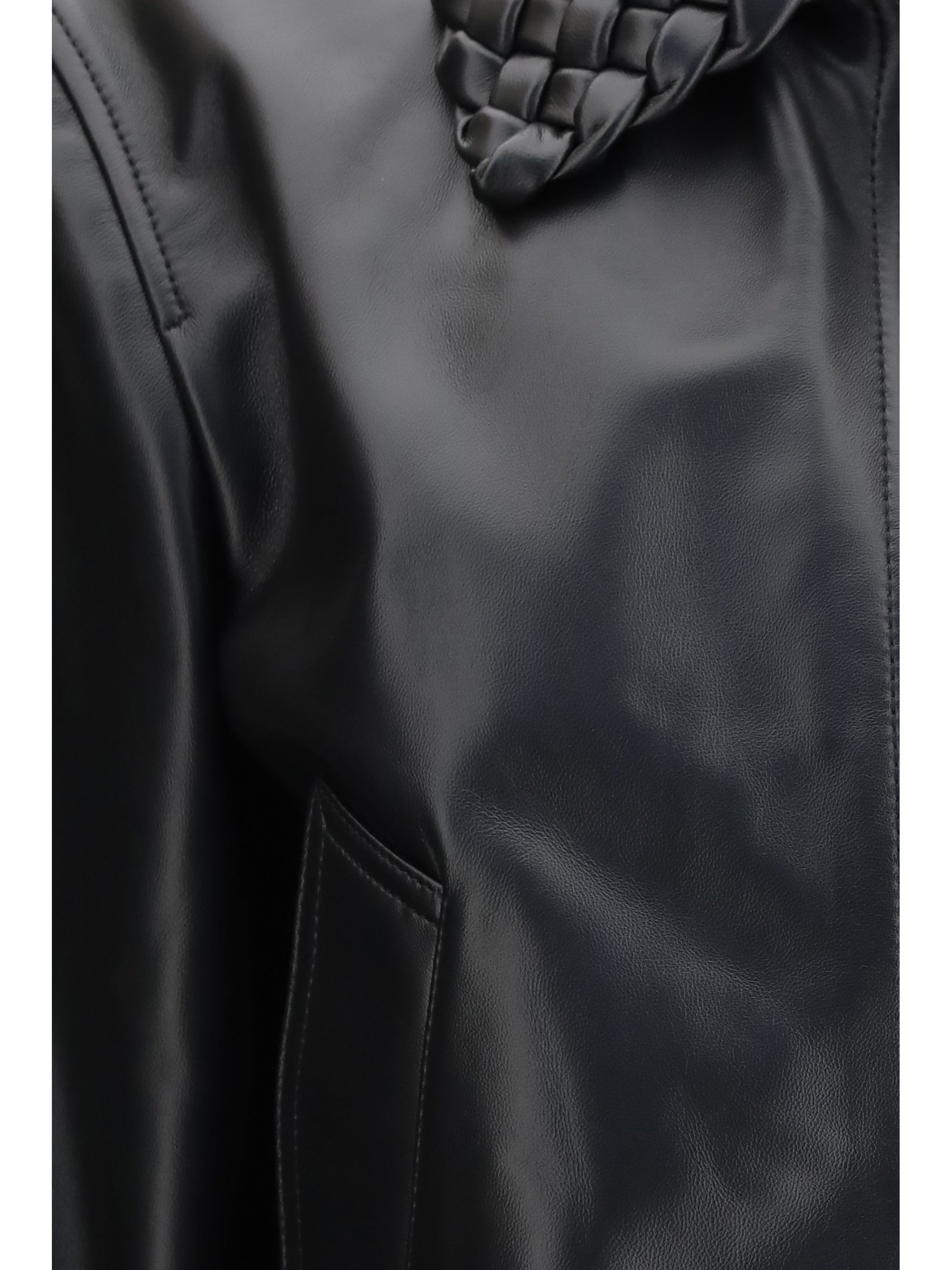 glossy leather padded jacket