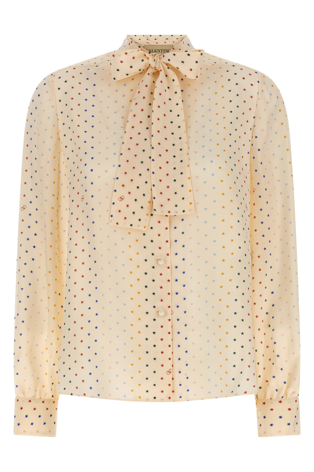 VALENTINO GARAVANI 38 all-over stelline muticolor starry print silk shirt