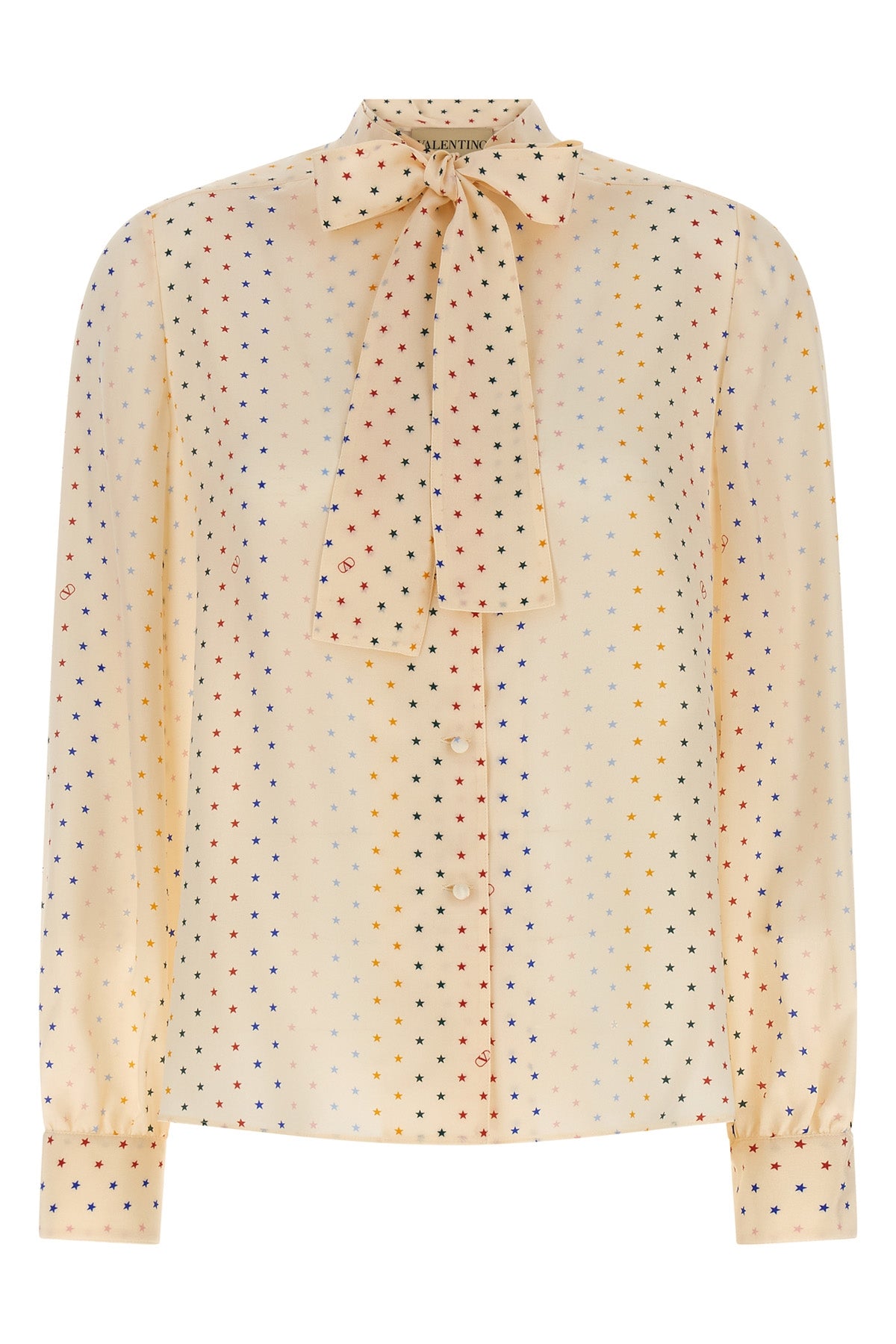 all-over stelline muticolor starry print silk shirt