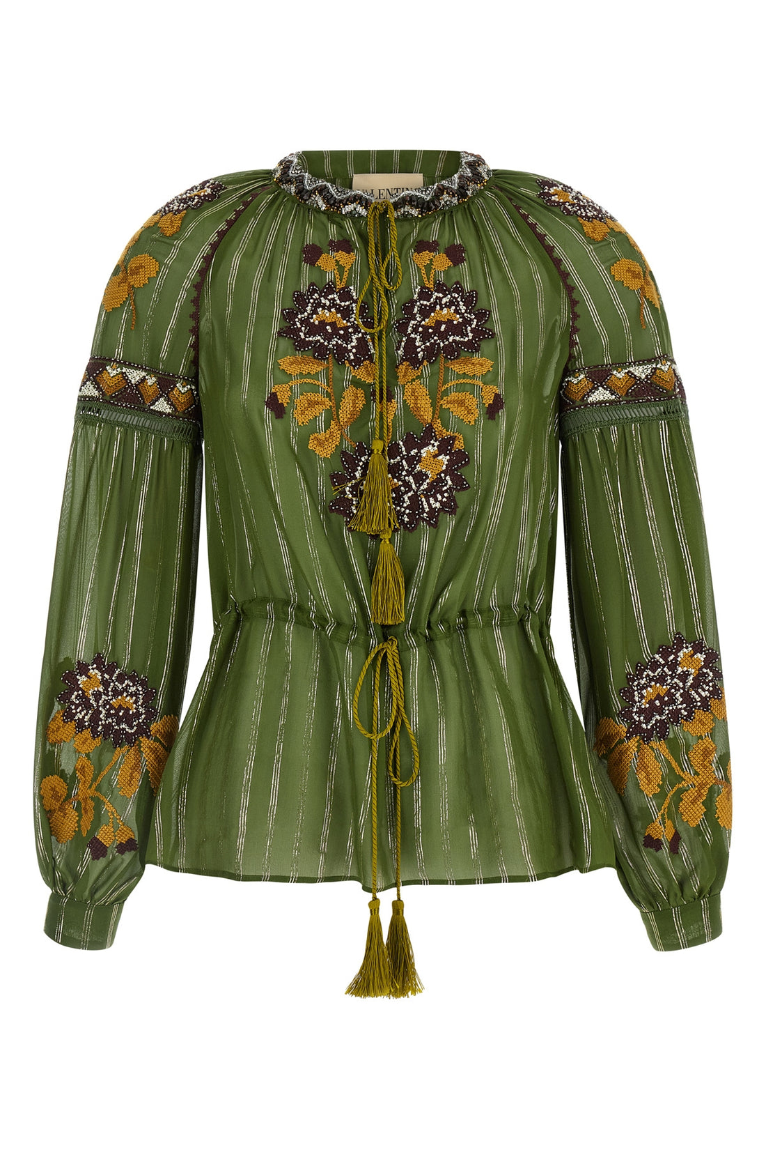 VALENTINO GARAVANI 42 silk and lurex chiffon shirt
